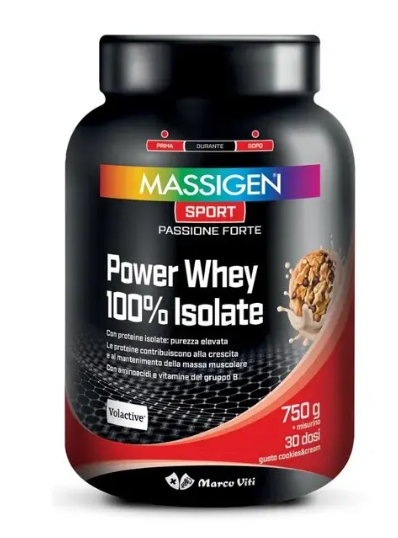 MASSIGEN SPORT POWER WHEY 100% ISOLATE COOKIES 750G